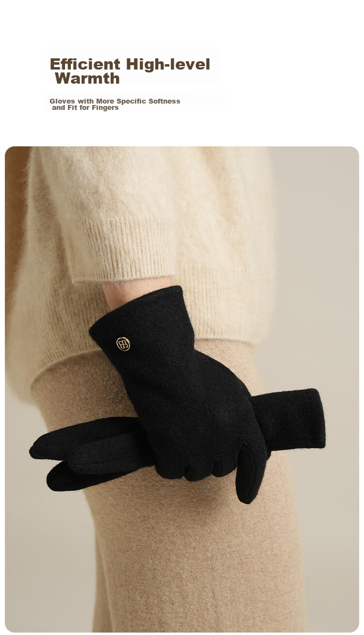 JIUMU Wool Thermal Gloves for Women, Winter Thickened Fleece-Lined, Windproof Cold-Resistant Touchscreen Compatible Gloves for Cycling And Driving 10