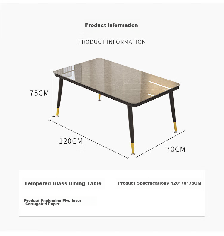 Fanshe Dining Table Set for Home Use, Suitable for 4-6 People, Rock Slab Pattern Glass Table with Chairs for Small Apartments 23