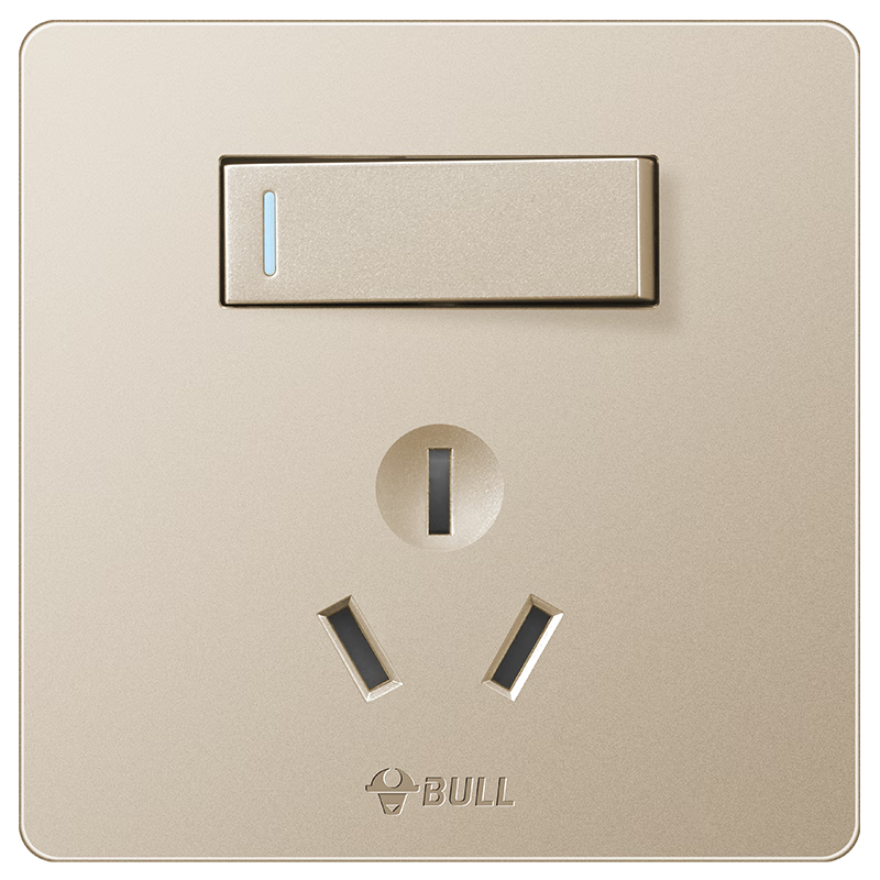 BULL Switch Socket, G12 Series, 16A with Switch Socket, Cream Style 86 Type, G12E204AS, Starry Gold
