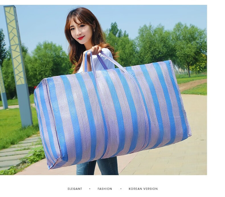 Miaoxinsi PE Woven Bags, Blue And White Plaid Moving Bags, Snake Skin Bags, Packing Essentials, 151L Blue, Pack of 3 10