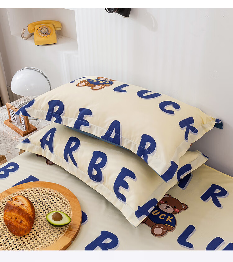 AVIVI 110g Washable Cotton Pillowcase + Pillow Set, Student Dormitory Hotel Home Use Pillow Core, Lucky Bear 3