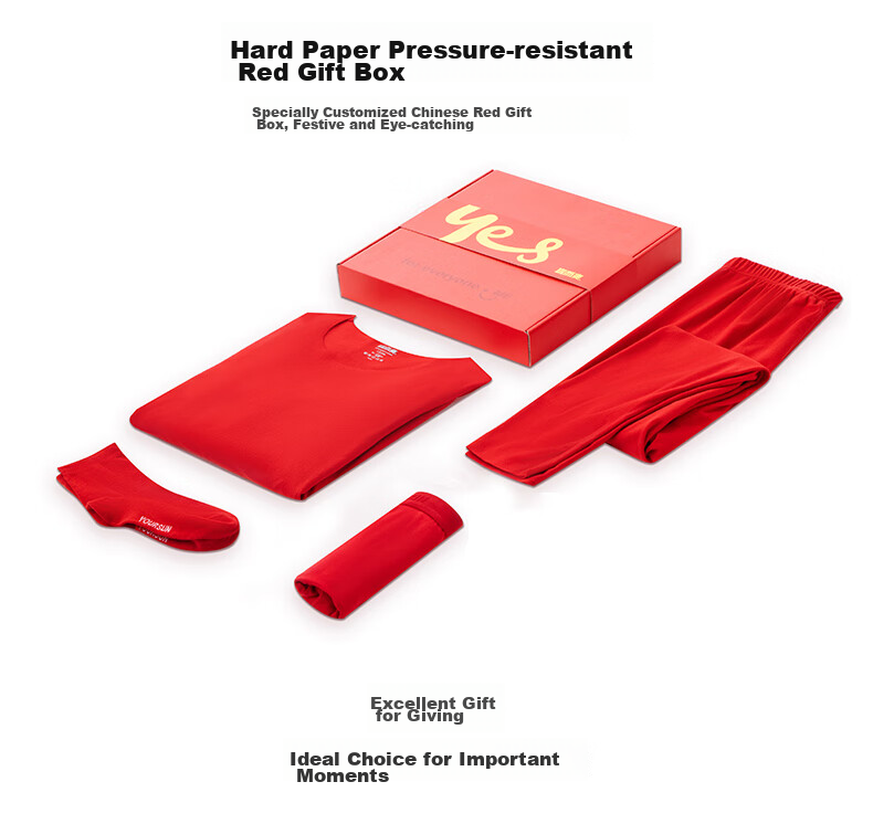 Yiershuang [Zodiac Year Gift Box] Autumn And Winter Red Men's Thermal Underwear Socks And Underpants Set, Hongyun Autumn Clothes And Pants 8