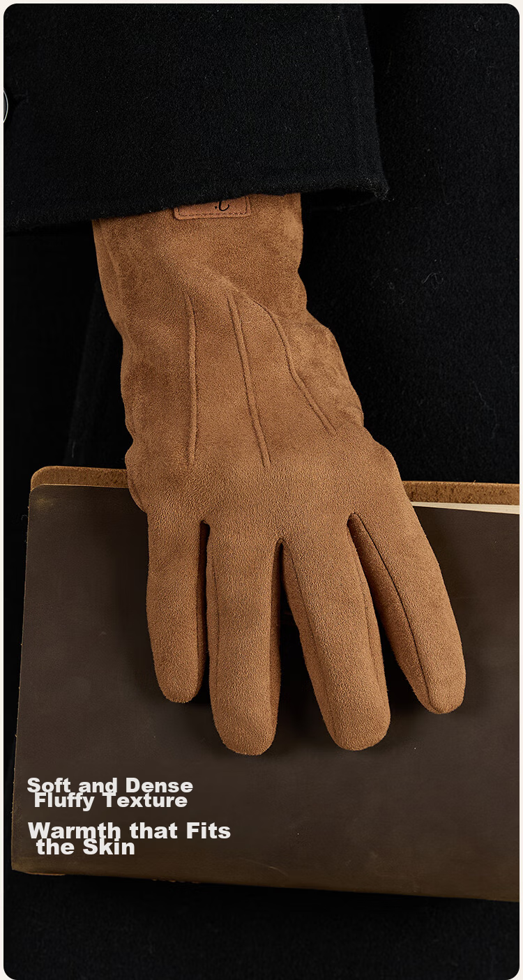 JIUMU Warm Gloves for Men, Winter Thickened Fleece-Lined, Suitable for Cycling And Driving, Windproof And Cold-Resistant, Touchscreen Compatible 6