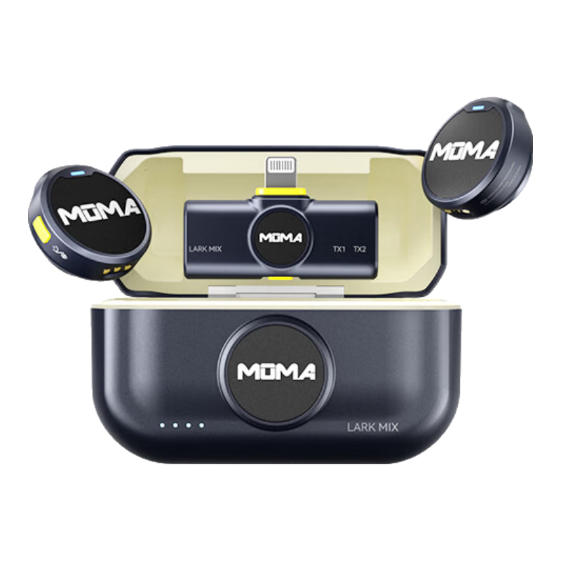 MOMA LARK MIX Live Streaming Microphone, Wireless Lavalier Mic for Streamers, Noise-Cancelling Mammoth One-To Interview Recording Portable Audio Recorder