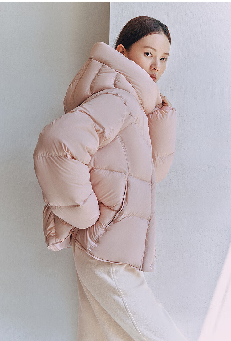 Taipingniao Women's down Jacket with Hood, Puffer Winter Warm Coat, Pink Short Style, XS 24