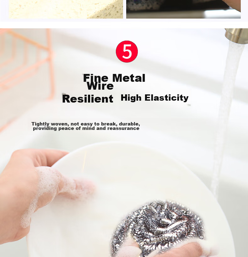 BASUN Steel Wool Scrubber, Pack of 8, Kitchen Dish Cleaning Ball, Pot Scrubber, Degreaser And Stain Remover 10