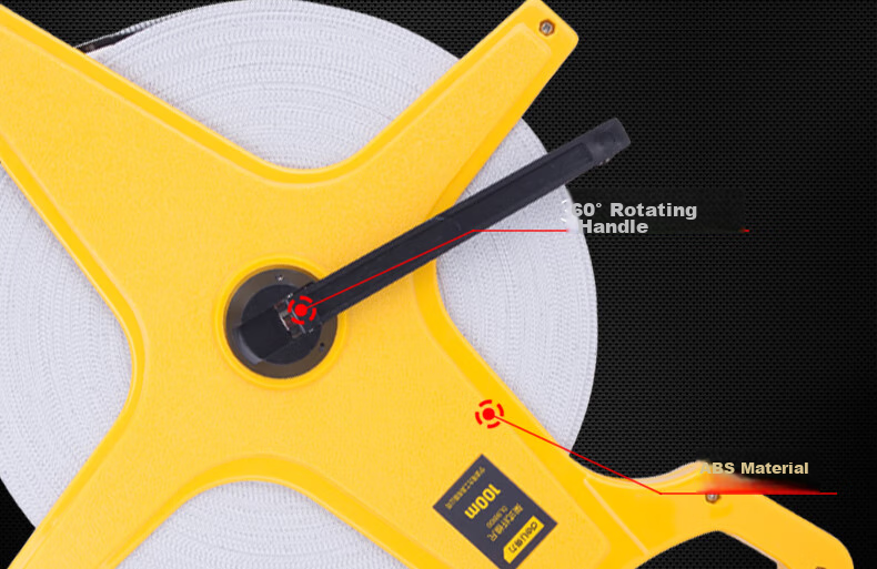 Deli Frame Fiber Ruler, Handheld Measuring Tape, Engineering Measuring Ruler, Leather Tape Measure, 100m X 12.5mm 7