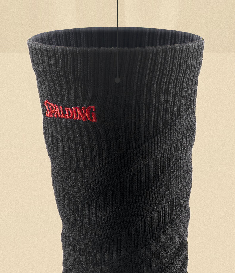 SPALDING Rookie Pro Men's Basketball Socks Professional Non-Slip Terry Bottom Long Tube Elite Youth Sports Socks Black Red 11