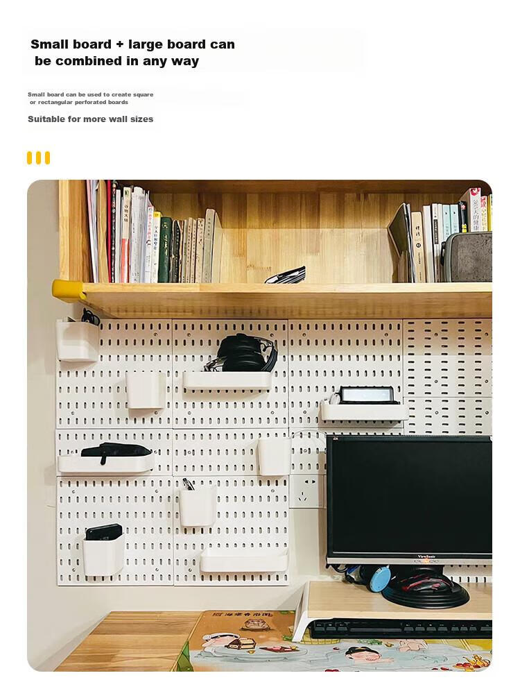 Banzheni Pegboard, No Drilling Required, Entryway Storage Table, Desktop Book And Clothes Rack, Wall-Mounted Kitchen Hooks, Storage Cabinet Accessories, Customized Set 12