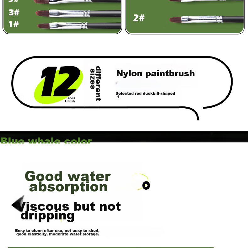 Kongse Watercolor Brush, Nylon Black No.6 Duck-Bill Shape Brush, Oil Painting Brush, Acrylic Paint Brush, Watercolor Brush Set, Art Student Special Long Handle Nylon Flat Brush, Painting Tool Brush 8