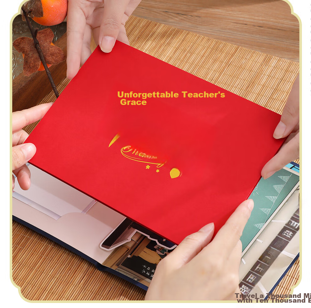 Faramon Teacher's Day Greeting Card for Students to Give to Teachers, New 3D Pop-Up Card, Creative High-End Handwritten Message, Thank-You Note, Postcard, Red 4