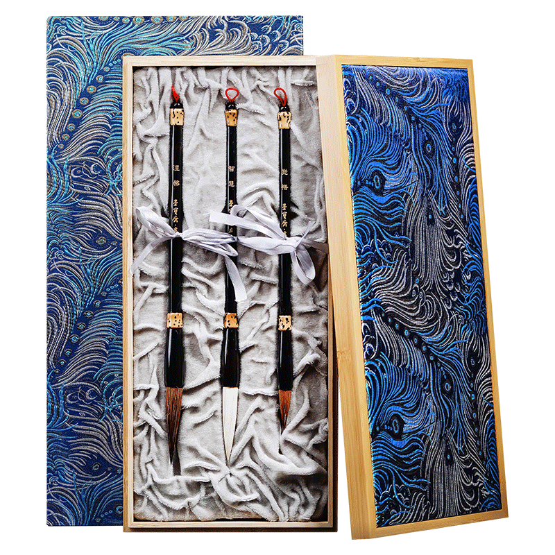 Rongbaozhai Calligraphy Brush Set, Mixed Wolf And Goat Hair, Gift-Giving Professional Calligraphy Brushes, Writing Practice Tools, Four Treasures of The Study Gift Box, Master Handmade, High-Quality Premium Collection Gift Box, Heart As A Bodhi Seed