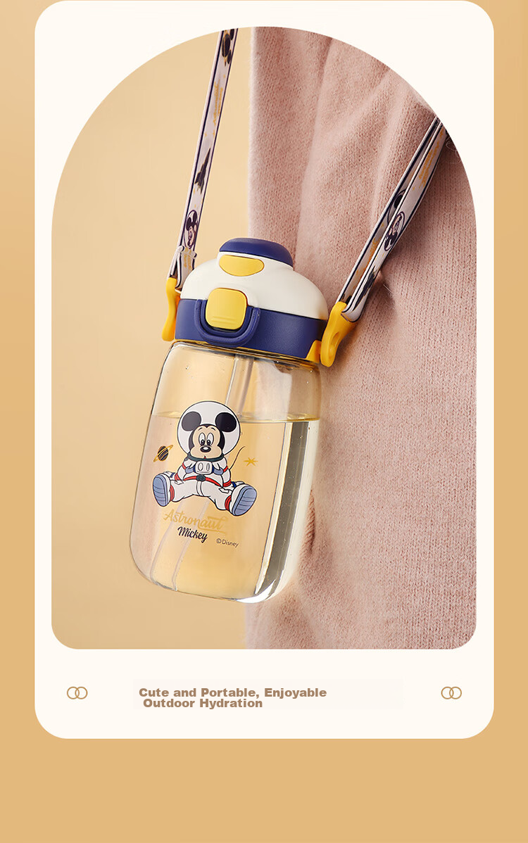 Disney Plastic Water Bottle with Straw for Children, Tritan High-Temperature Resistant Dual-Use Water Bottle for Boys And Girls, Elementary School Students, Direct Drinking Cup 11