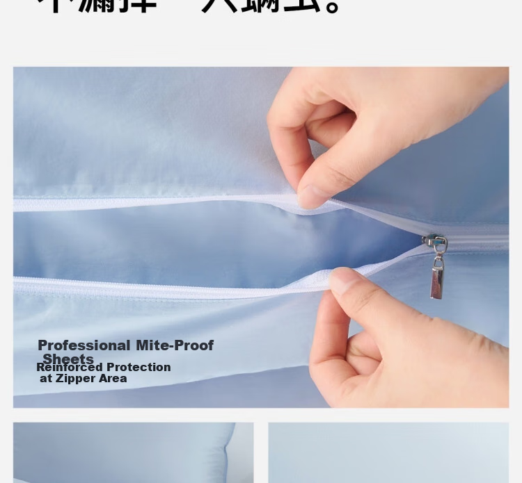 Shupiaoer 100% Pure Cotton Class A Duvet Cover, Washable Anti-Mite Bedding, Mite-Proof Duvet Cover - Blue, 200×230cm 19