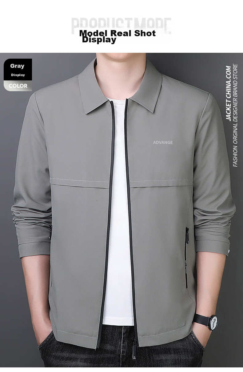 ROMON Men's Jacket, Spring And Autumn Business Casual Lapel Coat, Trendy Cadre Executive Jacket, Men's Clothing MK73 Black XL 9