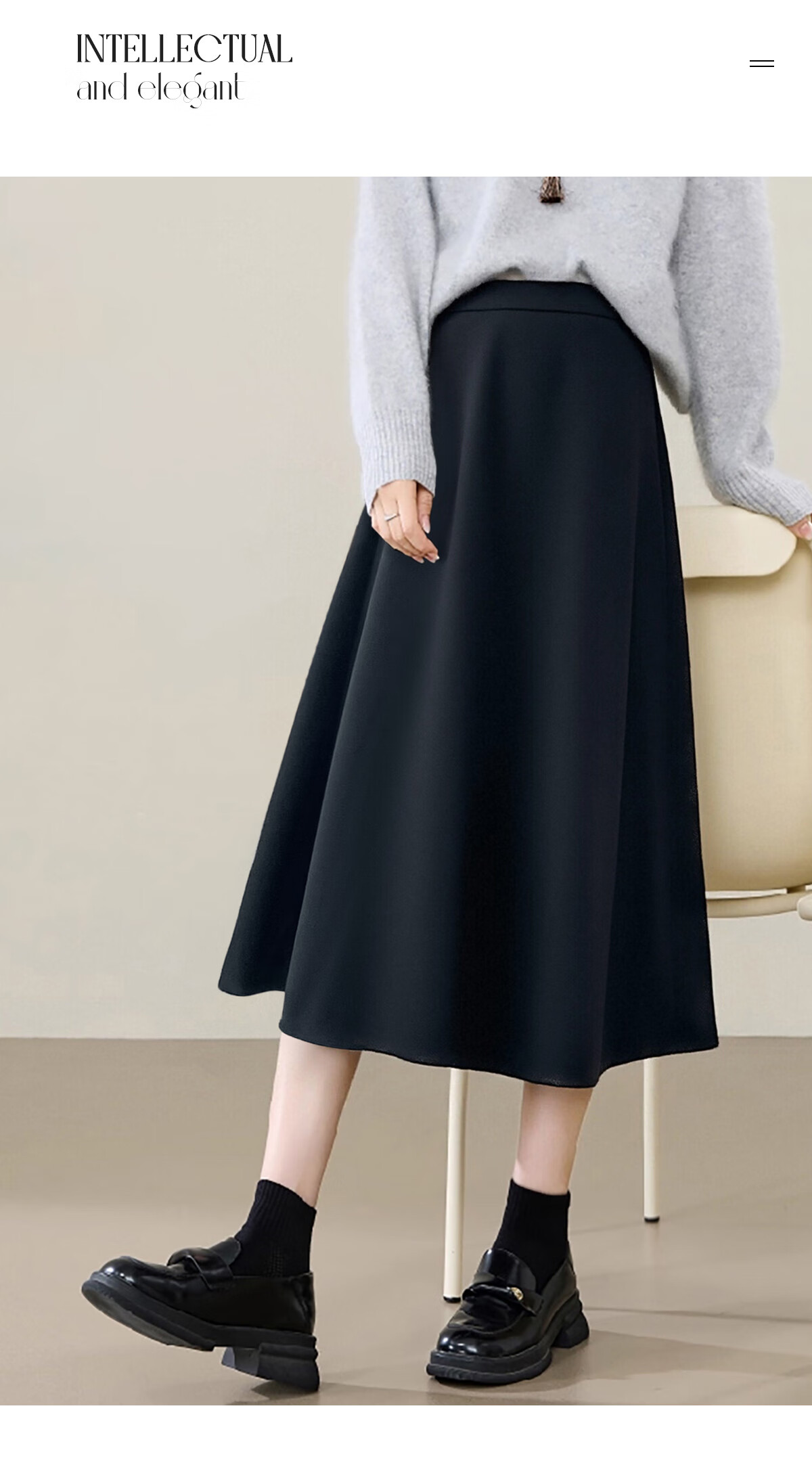 Chushen Spring And Autumn Midi Skirt for Women, Wild Meila De High-Waisted Irregular Design Elegant Commuter A-Line Skirt S143B2008 6