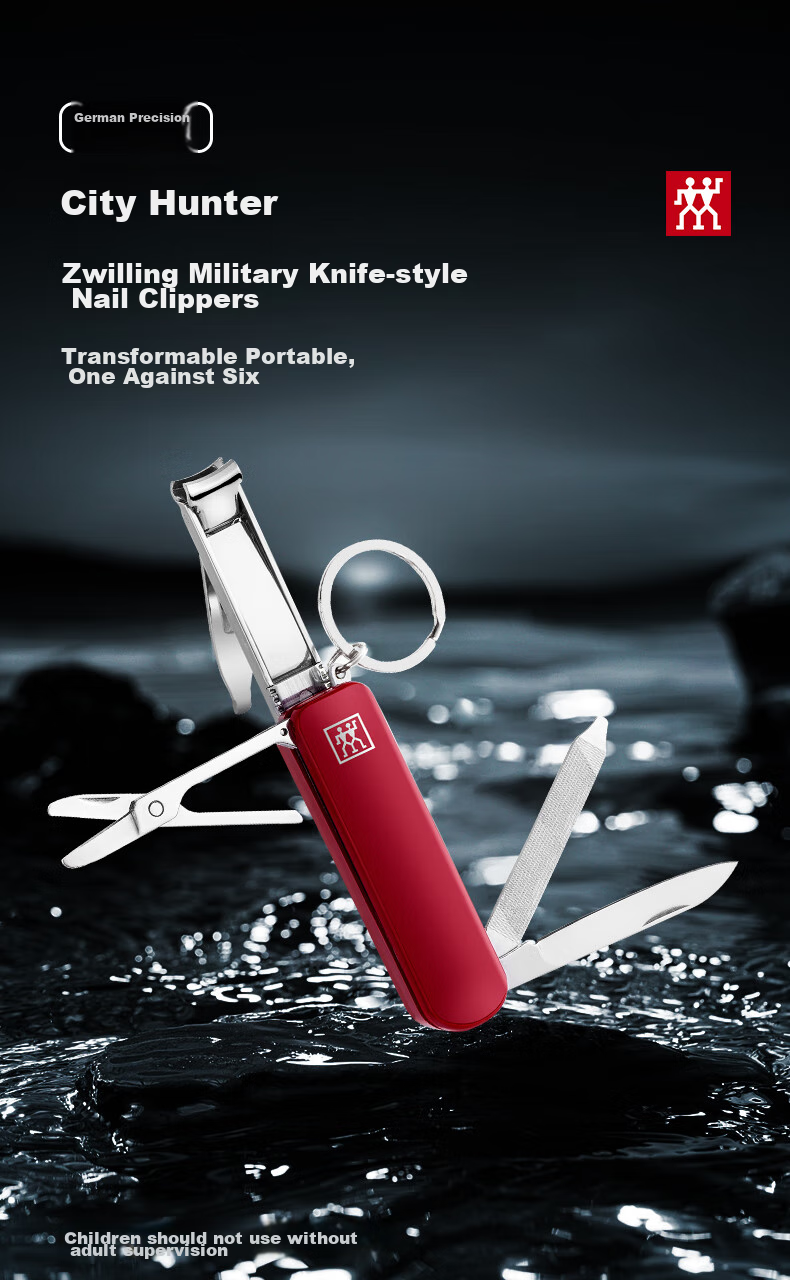 ZWILLING Multifunctional Military Knife Nail Clipper Nail Cutter Nail Scissors German Brand with Keychain Portable Tool Blue 2