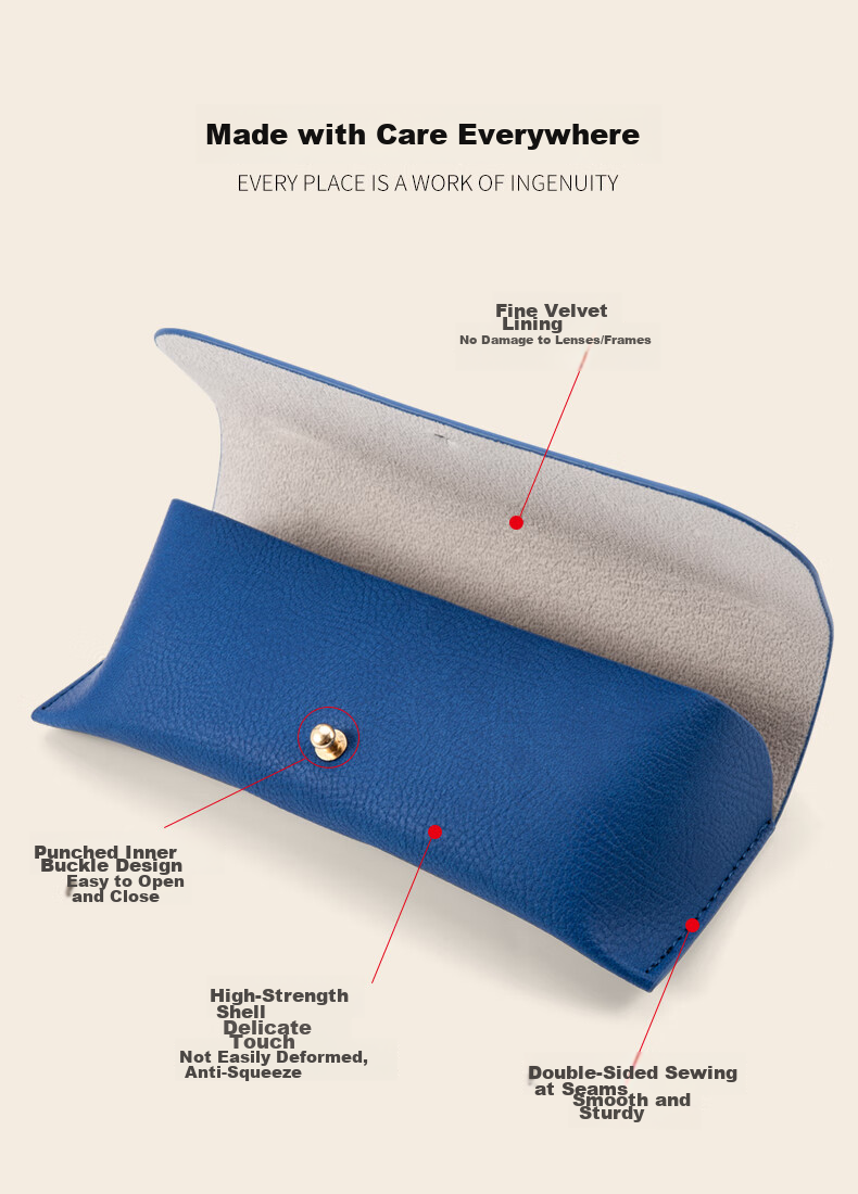 Jingbang Optical Myopia Glasses Case, Portable, Crush-Resistant, Shockproof, Large Capacity Eyeglass Pouch, Protective Storage Box, Eyewear Bag 16