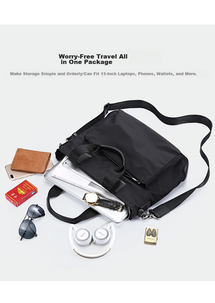 Pabojoe Men's Handbag, Business Briefcase, Large Capacity Laptop Bag, Document Bag, Shoulder Crossbody Bag 6
