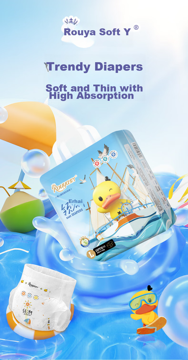ROUYA Trendy Diapers, NB Size, 108 Pieces, Ultra-Thin, Soft, Breathable, Dry And Comfortable 1