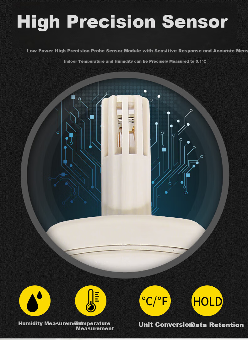 Xima High-Precision Digital Air Temperature And Humidity Meter, Industrial Handheld Integrated Temperature And Humidity Detector AR807A+ 12