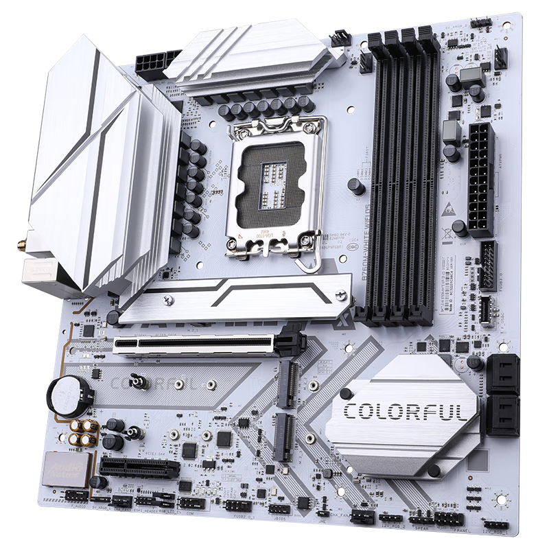 Colorful BATTLE-AX B760M-WHITE WIFI D5 V20 DDR5 Steel Gray Motherboard Supports 14600KF/12600KF (Intel B760/LGA 1700)