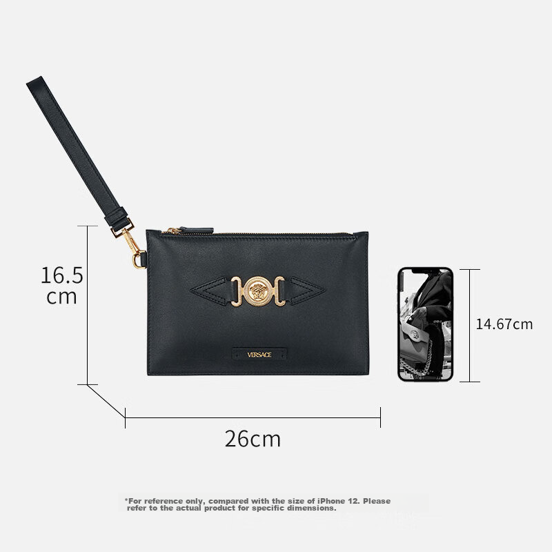 VERSACE Old Money Style Luxurious Metal Logo Clutch with High Elasticity 1
