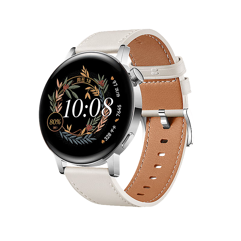 MSSM Leather Watch Strap Compatible with Huawei Watch GT3/GT2/Watch GT3 Pro/GT Cyber, Suitable for Men And Women, 42/43mm Dial [Elegant White]