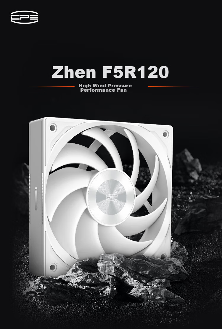PCCOOLER F5R120BK Three-Pack Case Fan Set / FDB Bearing / Metal CD Texture / Three-Speed PWM Speed Control / Triangular Geometric Patter 1