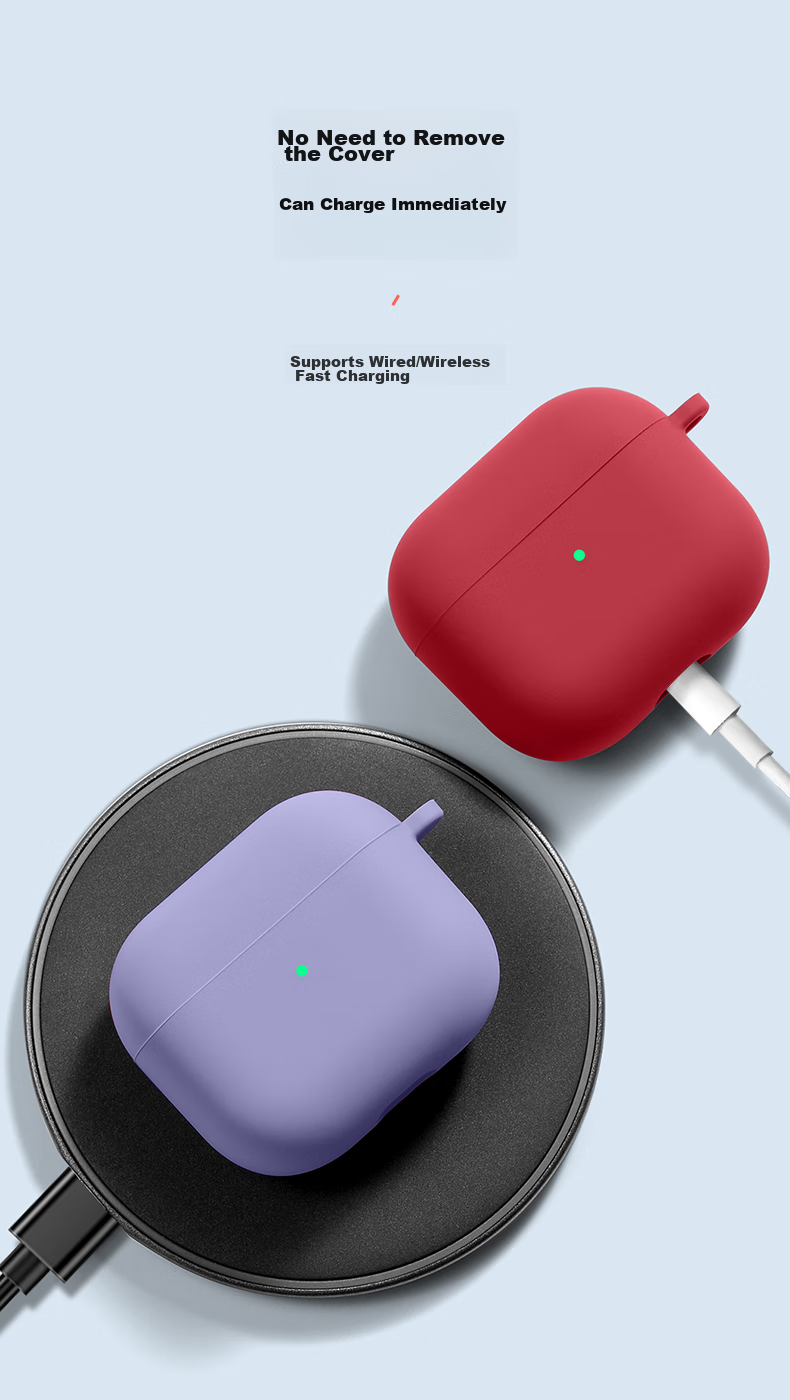 ESR Compatible AirPods 3 Case, 2021 Apple Third-Generation Wireless Bluetooth Earphone Cover, Silicone Ultra-Thin Charging Shockproof Case with Hook for Anti-Loss Storage Box, Red 12