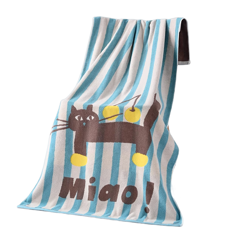 Fanyejia Cat Pure Cotton Bath Towel, Absorbent Quick-Drying Soft Non-Shedding Unisex Adult Large Towel Wrap for Shower And Sports