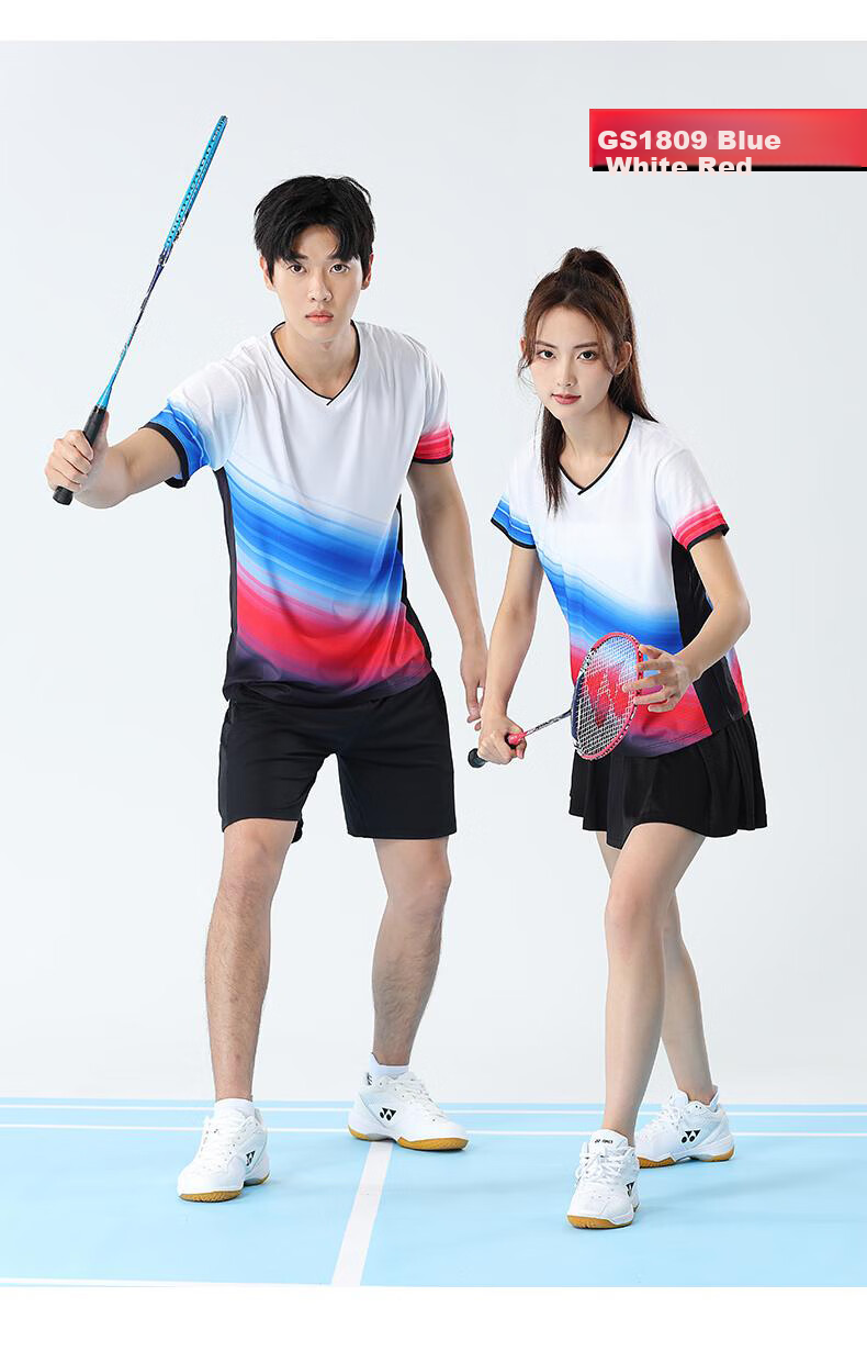 Gaoshouruyun SO MANY VIPS Badminton Customized Set, Men's And Women's Jersey, Breathable Short-Sleeve Tennis Outfit GS1802-W Women's 17