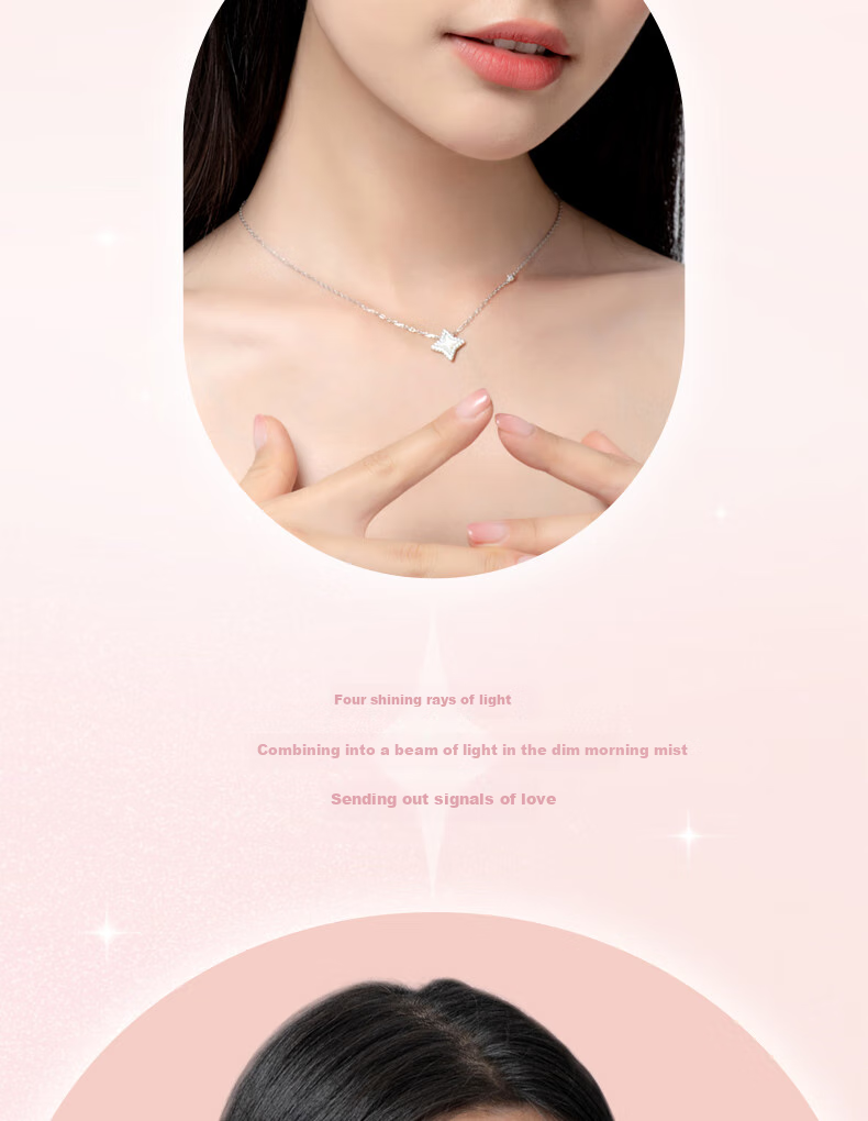 Fanci Radiant Necklace for Women, Silver Four-Pointed Star Light Luxury High-End Collarbone Chain Birthday Gift for Girls 10