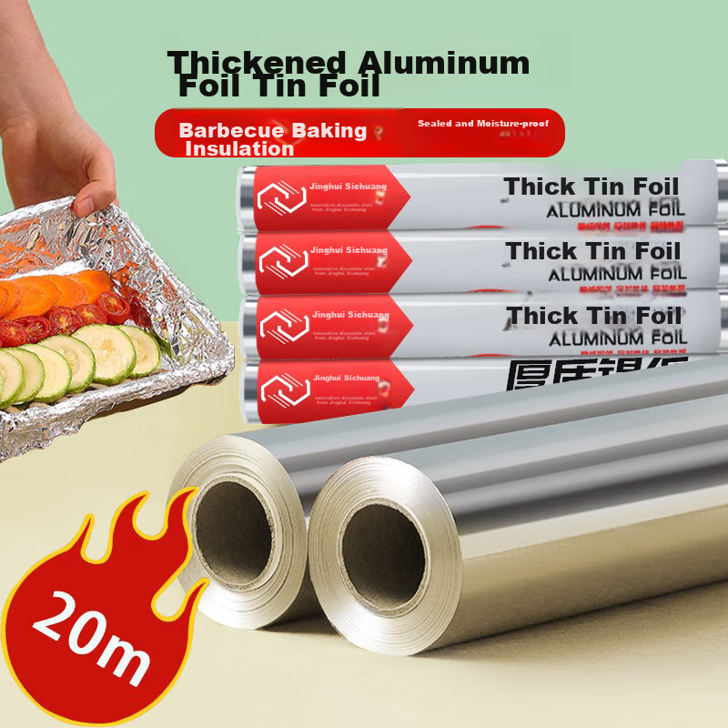 Jing Hui Si Chuang Aluminum Foil Roll [30cm*10m, 2 Rolls] Aluminum Foil for Air Fryer, Oven, Barbecue, Camping And Picnic