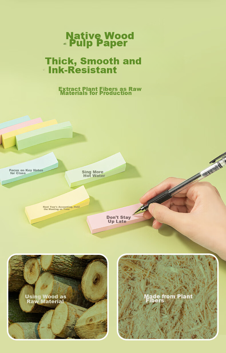 Deli 4800 Large Capacity 4-Color Striped Sticky Notes, 76*19mm, Memo Pads/Note Pads/Self-Adhesive Message Books P066307 8