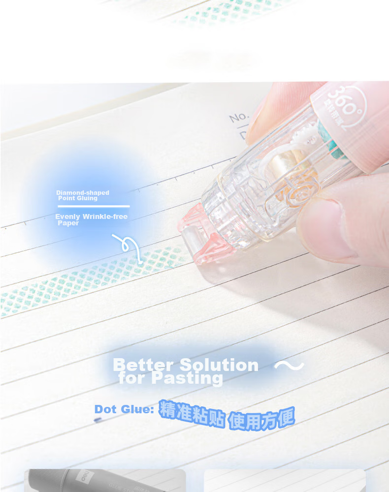 Sannianerban 5-Pack Retractable Dot Glue Pen, Children's Stylish High-Capacity Double-Sided Adhesive, Replaceable Core, Invisible Glue Pen Refill, Round Dots, Simple Style in 5 Colors 7