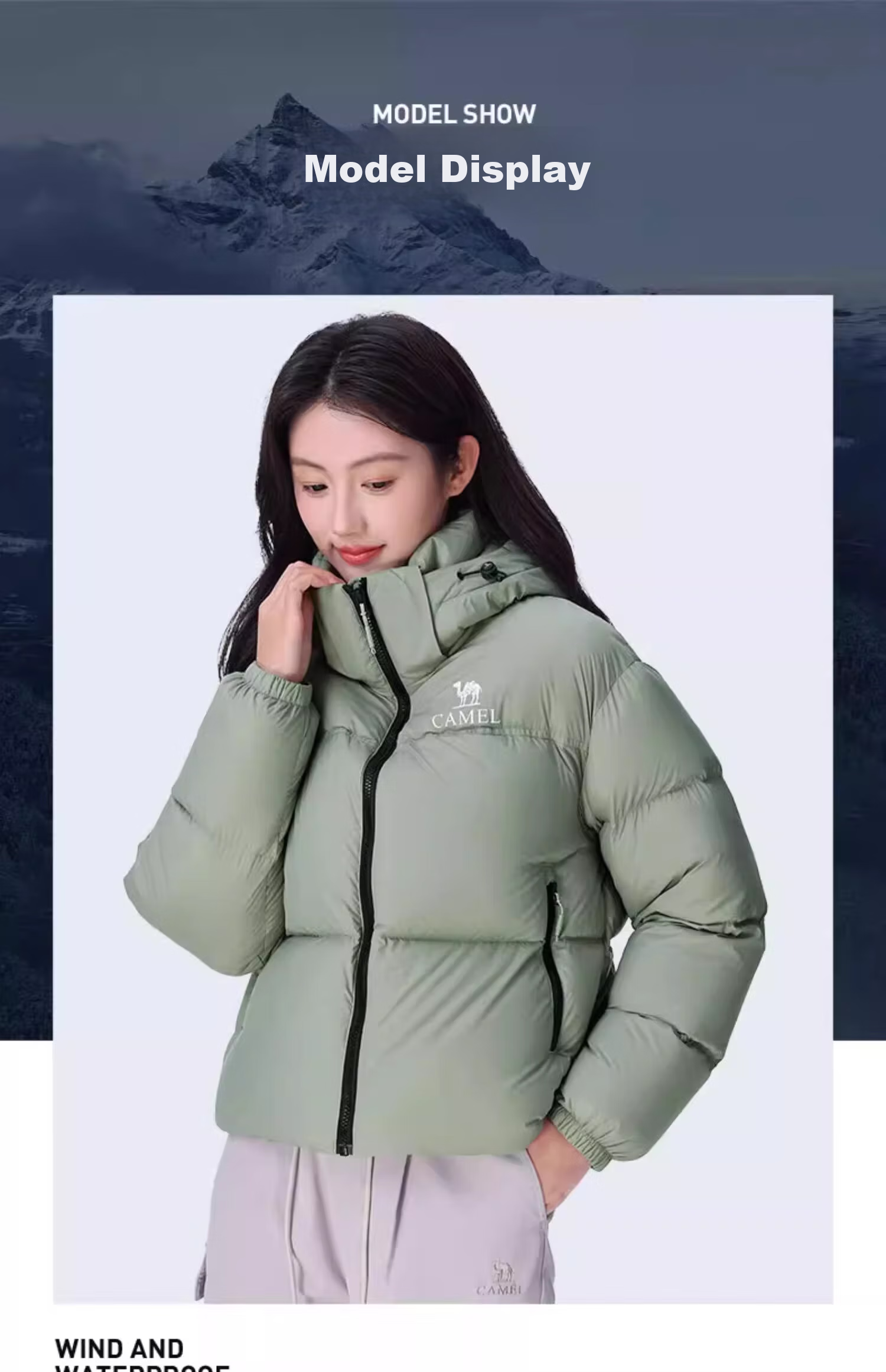 CAMEL [Black Diamond Series] Women's Short Outdoor down Jacket, Ladies' Thickened Warm Hooded Puffer down Coat 17