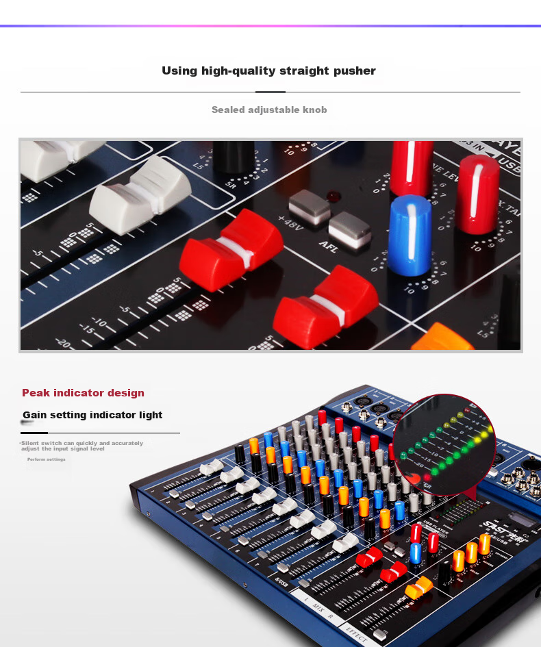 SAST K88 Professional 8-Channel Mixer for Stage Performances And Conference Rooms with Bluetooth, Reverb Effects, MP3 Multi-Functional Audio Control Console 5