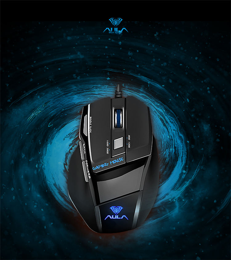 AULA S12Pro Large Wired Mouse, Gaming Mouse, RGB Lighting Effects, Ergonomic Design, E-Sports Mouse, Computer Mouse, White And Gray Color 2