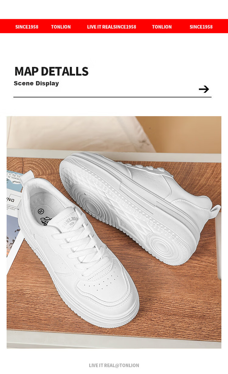 TonLion Women's Shoes, Summer Thick-Soled Breathable White Sneakers, Ladies Casual Shoes, Female Student Sports Skateboard Shoes, Brown, Size 38 9