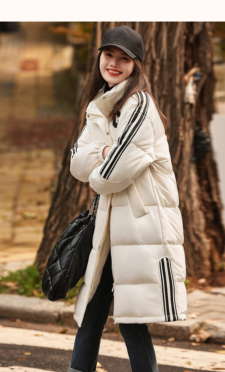 Dme [Warm Capture] Winter Warmth 90% Duck Down Windproof Sports Stand-Collar Long down Jacket for Women, Elegant Coat 21