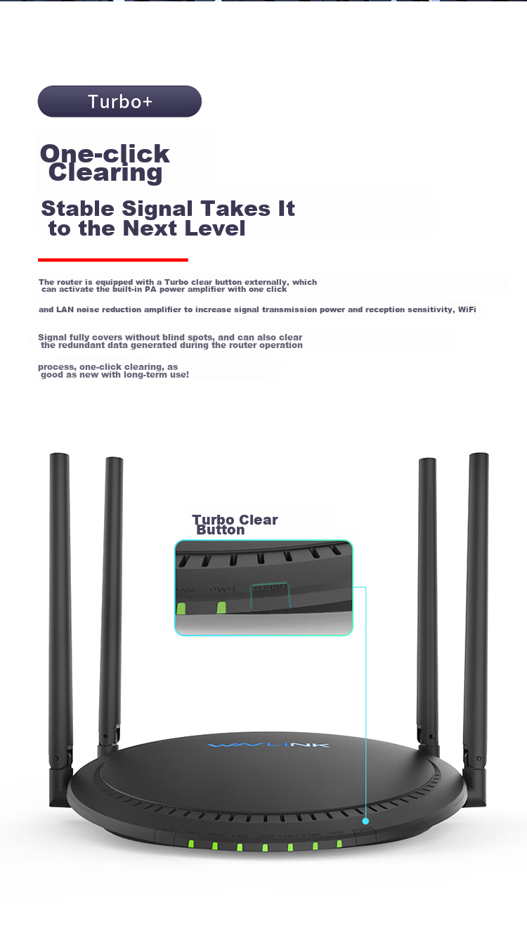 Wavlink Full Gigabit Wireless WiFi Router, AC1200M Dual-Band 5G High-Speed Wall-Penetrating Home Router, Full Gigabit Wired Port WiFi Gaming Router D2G 11