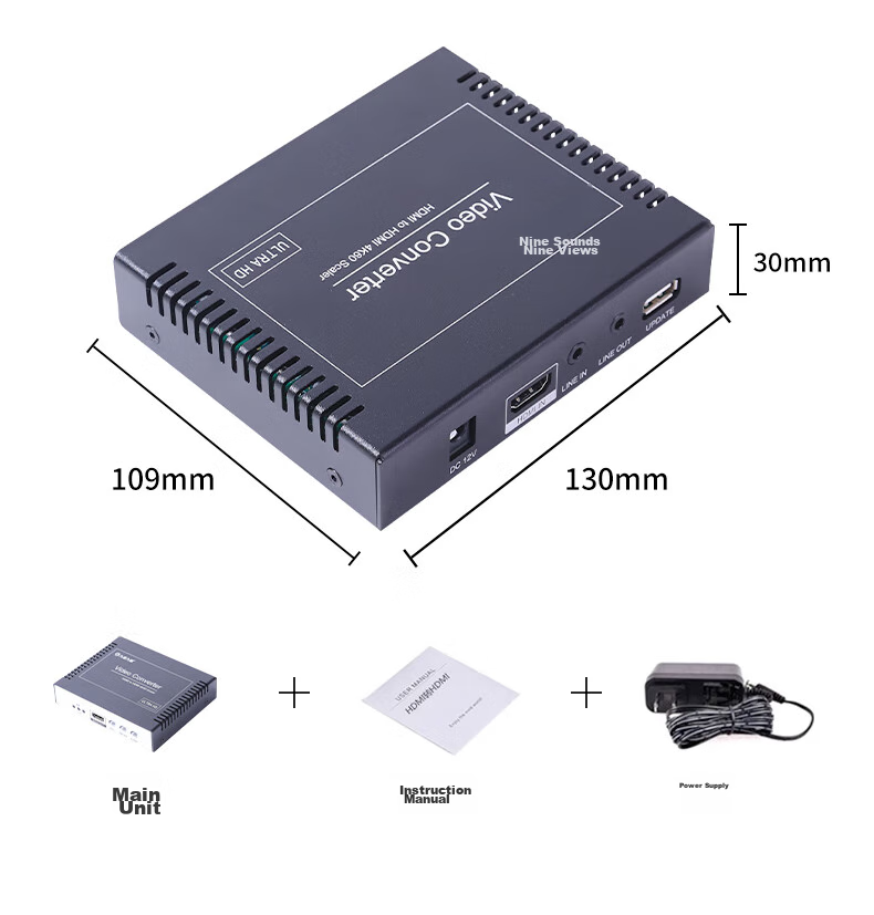 Jiuyinjiushi Video Resolution Converter HDMI Adapter 1080P to 2K/4K Frame Rate Conversion 60/50/30Hz Low to High 4K to 1080P Horizontal/Vertical Screen Rotation Crop 90-Degree Customizatio 17