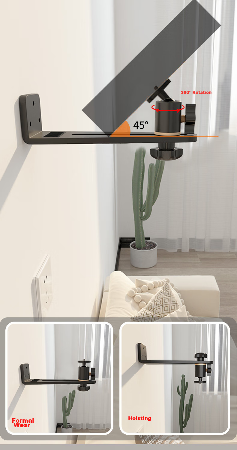 CINE Projector Wall Mount Bracket, Home Bedside Wall-Mounted Bracket, Suitable for XGIMI, JmGO, Dangbei, Fengmi, Xiaomi, Xiaoming Projectors, Cloud Platform Bracket, Hanging Bracket PB26 5