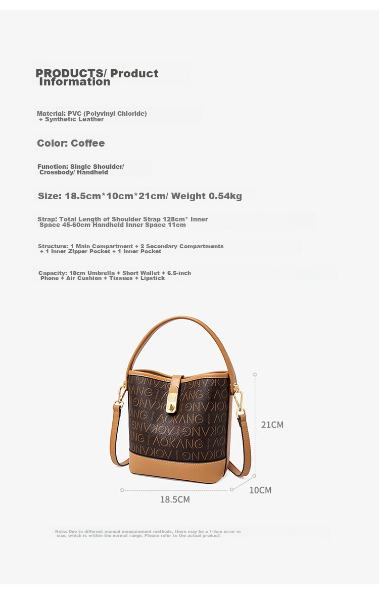 Aokang Women's Handbag, Trendy Ladies Bucket Bag, Luxury Tote Crossbody Shoulder Bag, Birthday Gift, High-End Present for Mom Or Wife 12