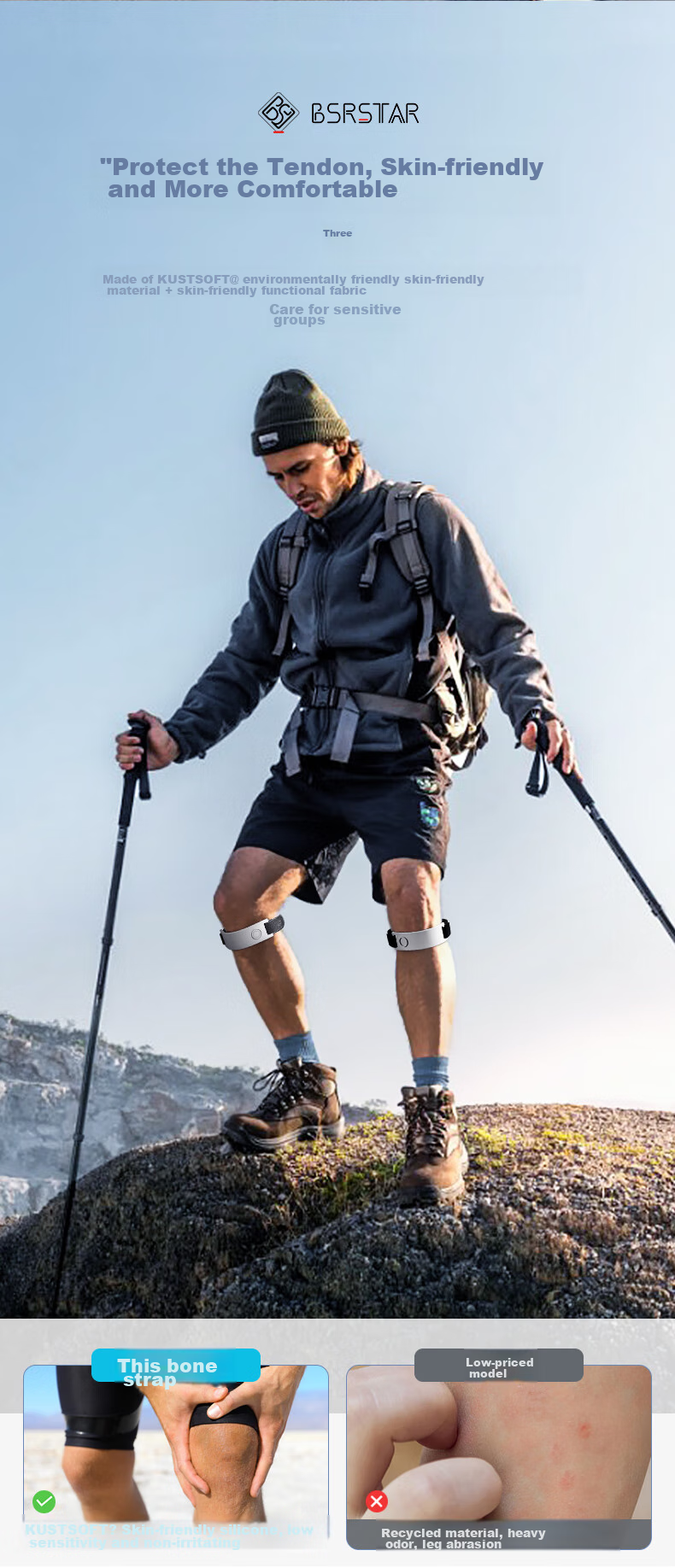 Bestray 5D Functional Patellar Strap, Sports Knee Brace, Badminton Running Jump Rope Basketball Patella Fixatio 7