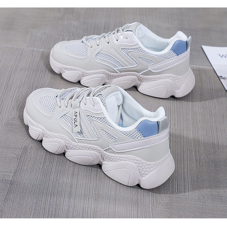 CARTELO Women's Chunky Sneakers, Spring Sports Casual Shoes, Lightweight Mesh Running Shoes for Women, 1173 Beige, Size 38 27