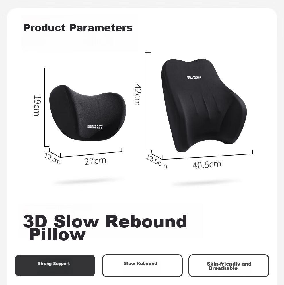 GREAT LIFE Car Headrest And Lumbar Support Set with Memory Foam Neck Pillow And Waist Cushion, In-Car Neck Protection And Lumbar Support Pad 17
