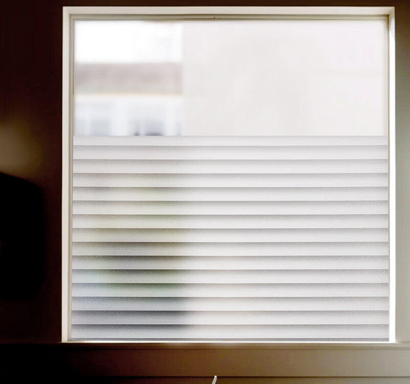 Fuju Bathroom Window Frosted Privacy Glass Film Translucent Non-See-Through Louver Pattern 45x300cm 5
