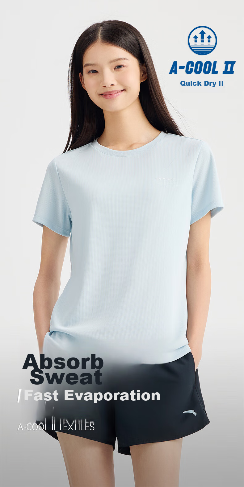 Anta Quick-Dry Sports Set | Women's Summer New Breathable Short Sleeve and Shorts Badminton Two-Piece Set with Anti-Exposure Design 3